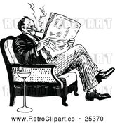 Vector Clip Art of Retro Man Reading a Newspaper by Prawny Vintage
