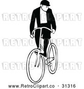 Vector Clip Art of Retro Man Riding a Bicycle 3 by Prawny Vintage