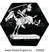 Vector Clip Art of Retro Man Riding a Horse Backwards by Prawny Vintage