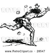 Vector Clip Art of Retro Man Running Away from Rocks by Prawny Vintage