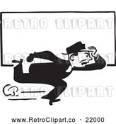 Vector Clip Art of Retro Man Running with a Blank Sign by BestVector