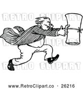 Vector Clip Art of Retro Man Running with a Scroll by Prawny Vintage