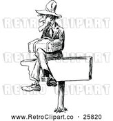 Vector Clip Art of Retro Man Sitting on a Sign by Prawny Vintage
