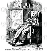 Vector Clip Art of Retro Man Sleeping in a Chair by Prawny Vintage