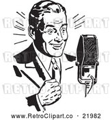 Vector Clip Art of Retro Man Speaking into a Microphone by BestVector