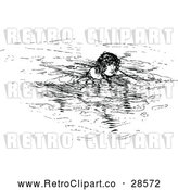 Vector Clip Art of Retro Man Swimming by Prawny Vintage