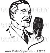 Vector Clip Art of Retro Man Talking into a Microphone by BestVector