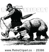 Vector Clip Art of Retro Man Trying to Sell a Bear by Prawny Vintage