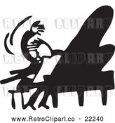 Vector Clip Art of Retro Man Wildly Playing a Piano by BestVector