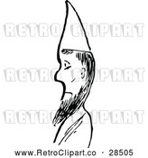 Vector Clip Art of Retro Man with a Beard and Cone Hat by Prawny Vintage