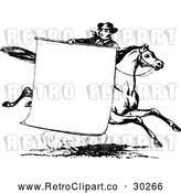 Vector Clip Art of Retro Man with a Sign on a Horse by Prawny Vintage