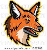 Vector Clip Art of Retro Maned Wolf Mascot Head Facing Right by Patrimonio