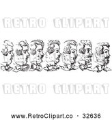 Vector Clip Art of Retro Man's Beard Growing in Black and White by Picsburg
