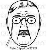 Vector Clip Art of Retro Mans Face with a Mustache and Glasses by Prawny Vintage