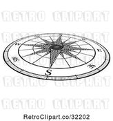 Vector Clip Art of Retro Map Compass Rose by AtStockIllustration