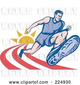 Vector Clip Art of Retro Marathon Runner on a Track Logo by Patrimonio