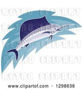 Vector Clip Art of Retro Marlin Fish with Water by Patrimonio