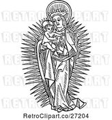 Vector Clip Art of Retro Mary Holding Baby Jesus by Prawny Vintage