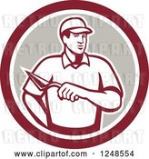 Vector Clip Art of Retro Mason Worker with a Trowel in a Circle by Patrimonio