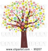 Vector Clip Art of Retro Mature Tree with an Umbrella of Blossoming Flowers by KJ Pargeter