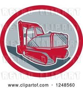 Vector Clip Art of Retro Mechanical Digger in an Oval by Patrimonio