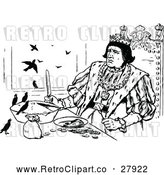 Vector Clip Art of Retro Medieval King and Birds with a Pie by Prawny Vintage
