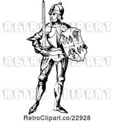 Vector Clip Art of Retro Medieval Knight on with a Shield and Sword 1 by Prawny Vintage