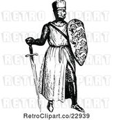 Vector Clip Art of Retro Medieval Knight on with a Shield and Sword 2 by Prawny Vintage