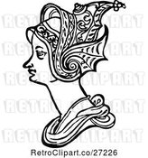 Vector Clip Art of Retro Medieval Lady and Headdress 8 by Prawny Vintage