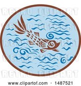 Vector Clip Art of Retro Medieval Styled Fish in Water by Patrimonio