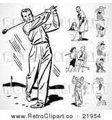 Vector Clip Art of Retro Men and Women Golfing by BestVector