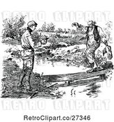 Vector Clip Art of Retro Men at a Country Creek by Prawny Vintage