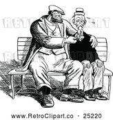Vector Clip Art of Retro Men Being Buddies on a Bench by Prawny Vintage