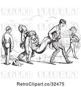 Vector Clip Art of Retro Men Carrying Their Sleeping Friend in by Picsburg