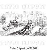 Vector Clip Art of Retro Men Eating and Reading in by Picsburg