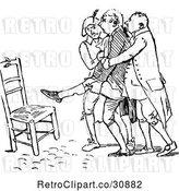 Vector Clip Art of Retro Men Helping an Injured Guy to a Chair by Prawny Vintage