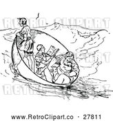 Vector Clip Art of Retro Men in a Boat by Prawny Vintage
