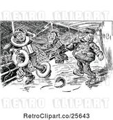 Vector Clip Art of Retro Men on a Boat in a Storm by Prawny Vintage