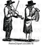Vector Clip Art of Retro Men Playing a Violin and Horn by Prawny Vintage