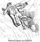 Vector Clip Art of Retro Men Scooting down a Mountain in by Picsburg