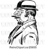 Vector Clip Art of Retro Men Smoking Cigars in Profile by Prawny Vintage