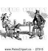 Vector Clip Art of Retro Men Talking at a Table by Prawny Vintage