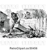 Vector Clip Art of Retro Men Trying to Catch a Racoon by Prawny Vintage
