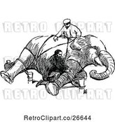 Vector Clip Art of Retro Men Tying up an Elephant by Prawny Vintage