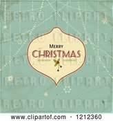 Vector Clip Art of Retro Merry Christmas Bauble Hanging over Distressed Green by Elaineitalia