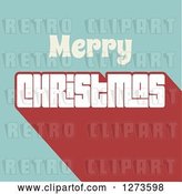 Vector Clip Art of Retro Merry Christmas Greeting over Blue and Red by KJ Pargeter