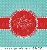 Vector Clip Art of Retro Merry Christmas Greeting Ribbon over Turquoise Polka Dots by KJ Pargeter