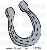 Vector Clip Art of Retro Metal Lucky Horseshoe over a White Background by Andy Nortnik