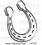 Vector Clip Art of Retro Metal Lucky Horseshoe over a White Background by Andy Nortnik