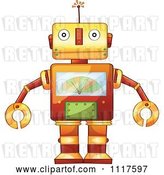 Vector Clip Art of Retro Metal Robot with a Chart on His Chest by
